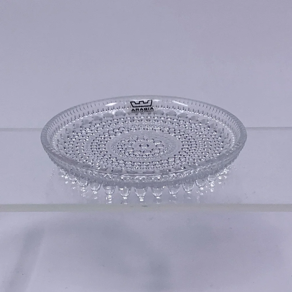 Set of 6 Arabia Finland Oiva Toikka Kastehelmi Dew Drop Glass Coasters Hobnail